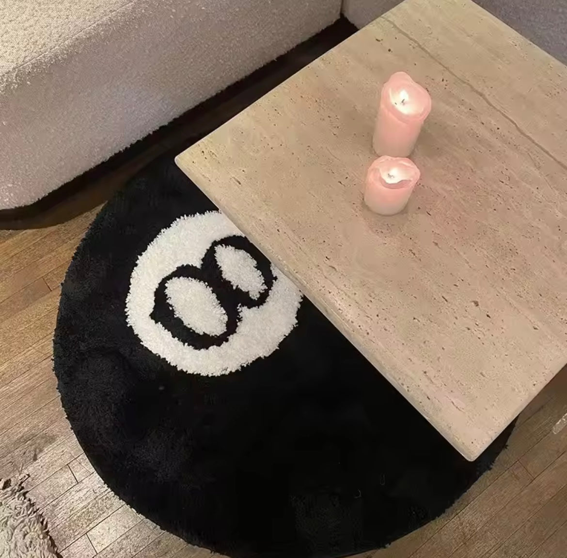 8 Ball Plush Round Floor Rug