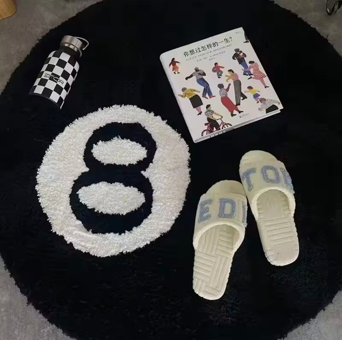 8 Ball Plush Round Floor Rug